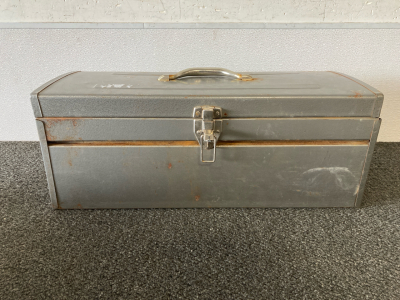 Vintage Metal Tool Box With Tools