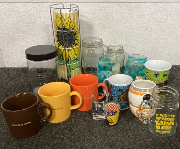 Assorted Cups Including (3) Dutch Bros Cups, Sunflower Cups, (2) Star Wars Themed Cups And More!