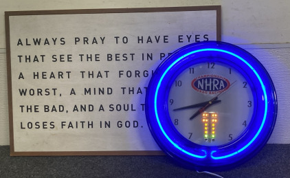 Wooden Quote Piece 25x17, Nhra Championship Drag Racing Light Up Clock