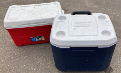 Blue Coleman Ice Chest W Wheels, Red Igloo 48qt Ice Chest