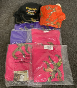 (6) Purple & Pink Browning Hunting Shirts, (4) Hats, 2- Orange Camo, 2- We The People