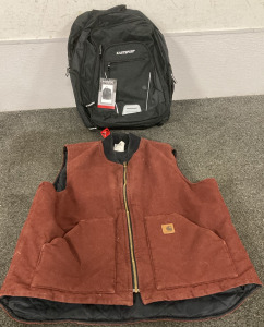 Carhartt Vest (Good condition!) Sized XL Tall With Eastsport Backpack (With Tags!)