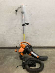 STIHL FAE 60 And Worx Leaf And Vacuum and fishing on the go bag and two fishing rods with broken tip