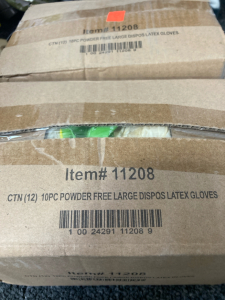 (2) Boxes CNT:12 10pc Powder Free Latex gloves- Size Lrg