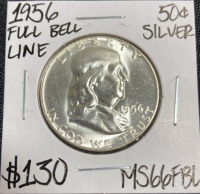 1956 MS66FBL Full Bell Line Franklin Half Dollar