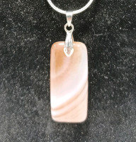 (1) 25.00ct Brown Striped Agate Gemstone w/.925 Necklace - 2