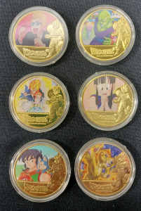 (6) Dragon Ball Gold Plated Collectable Coins