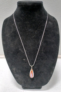 (1) 19.25ct Multicolored Fire Agate Teardrop w/.925 Necklace