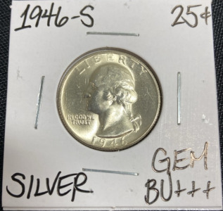 1946-S Gem BU+++ Silver Washington Quarter