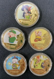 (5) DragonBall Gold Plated Collectable Coins