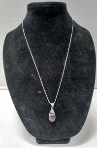 (1) Wrapped Amethyst Teardrop w/.925 Necklace