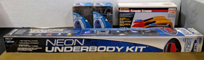 (1) PILOT Neon Blue Underbody Kit No. CZ-1928, (2) Axius Seat Covers & (1) 3-Part Acessory Kit For Ultra-Ramps, Car Ramps (Accessory kit only, does not include car ramps)