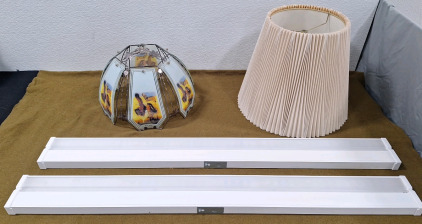 (2) LED Light Fixtures & (2) Lampshades