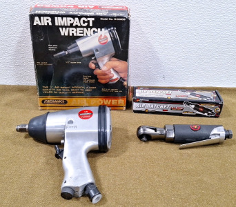 (1) Mechanics 1/2" Air Impact Wrench, Model M-558DB, & Performance Tool 1/4" Air Ratchet