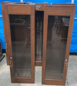 (5) Wood and Glass Display Cases - Only 1 Opens/4 Are Locked