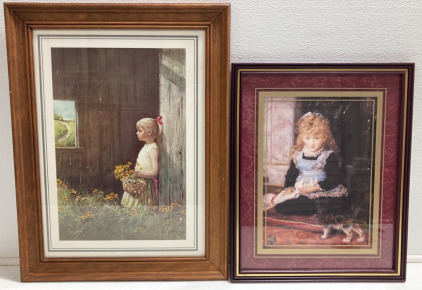 (2) Framed Young Girl Prints