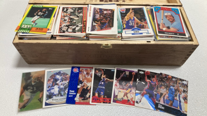 Box of Assorted Football, Baseball and Basketball Cards