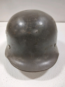 M40 WWII German Rolled Rim Helmet W/Liner & Chin Straps