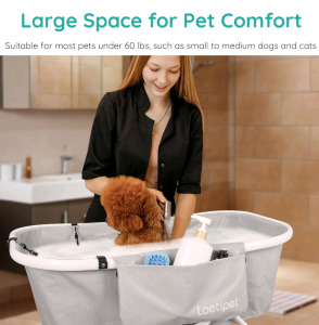 Foldable Dog Bath Tub, 5-Levels of Height Adjustable