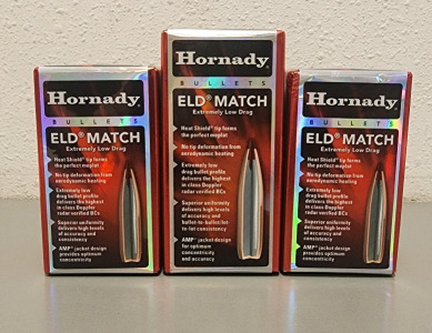 Hornady Reloading Bullets- (2) 22 Cal 75 Gr ELD Match 100 Count Boxes; (1) 22 Cal 80 Gr ELD Match 100 Count Box- Brand New Sealed