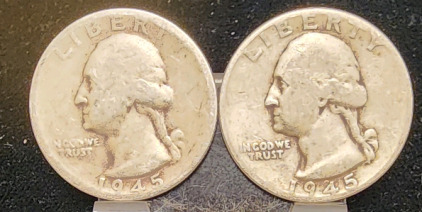 (2) 1945 90% Silver Quarters&mdash; Verified Authentic