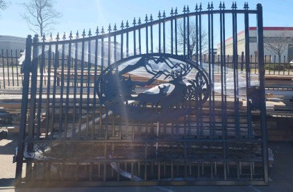 20ft Black Wildlife Wrought Iron Gate