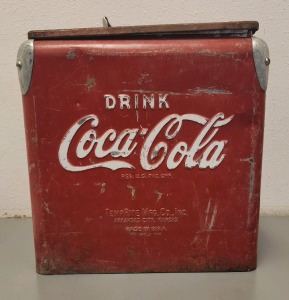 Vintage Coca-Cola Metal Container Filled With Assorted Unmarked Bullet Tips For Reloading
