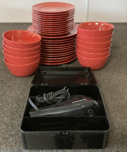 Red Dishes & Black Mixer