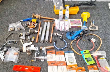 Various pipes, ropes, zip ties, valves & adapts