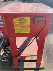 Chicago Electric Parts Washer, Mi-T-M 60,000 BTU Heater, and Pressure washer hose and nozzle