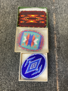 (3) Native American Themed Belt Buckles (beaded)