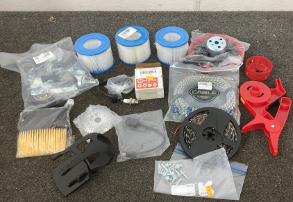 Kingcamp Filter Cartridges (3), Recoil Starter, Tape Gun, LED Strip Lights, Audio Cable, Hipa MS441 Ignition Coil, Caster Wheels, Car Brush