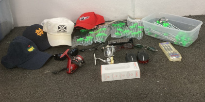 Tent Poles And Pegs, Darts, Schwinn Electric Bike Lights, Ihealth Digital Thermometer, Hats, Glasses, Shimano Reel, Shakespeare Reel