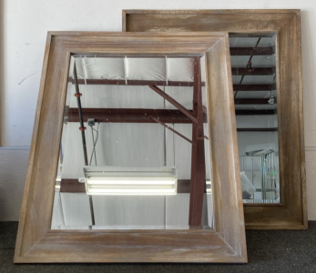 2 Large Like New Wood Framed Square Mirrors 29.5x35.5&rdquo;