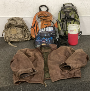 Backpacks, Leather Jacket, Coleman Thermos
