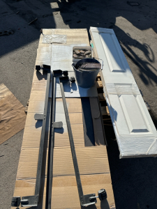 Door in Box, (2) Boxes of Nails, (2) Pantry Doors, Pack of Door Strips & More