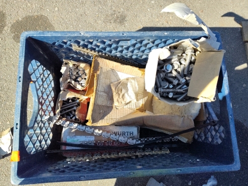 Crate of Bolts and Assorted Hardware