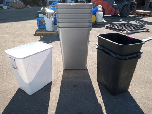 Waste baskets (6) silver (1)white(3) black