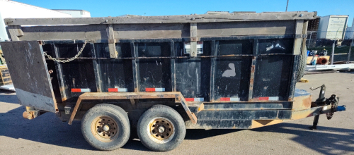 19'x6.8' Hydraulic Dump Trailer, Double Doors and Tool Box. It Does Lift 14' Enclosure