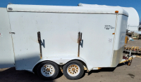16' Enclosed Trailer Tandem Axel Double Doors w/Side Racks. Shelves & Compartments Built Inside. Well Built Trailer