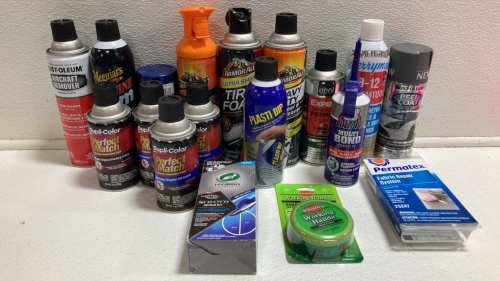 Assorted Automotive Paint, Care, and Cleaning