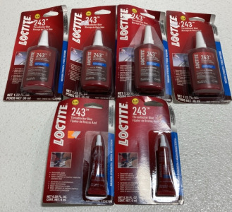 (6) Loctite 243 Threadlocker Blue: (4) 1.22floz, (2) .20floz