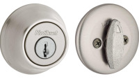 (4)Kwikset 660 Deadbolt Deadbolt Lock, Satin Nickel Round Exterior Keyed Front Entry Door, Single Cylinder Dead Bolt, with Microban Protection - 4