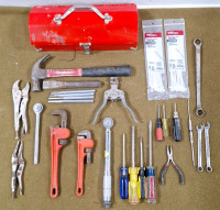 (1) Torque Wrench, (2) Smaller Pipe Wrenches 10" & 8", (1) Small Toolbox & More