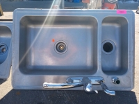 (2) stainless steel sinks one with whirlaway garbage disposable 291.1/2 horse power (1)at 33"by22"wide (2)33"by19"wide - 7