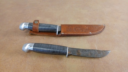 (2) Metal-Handled Hunting Knives, (1) with Sheath