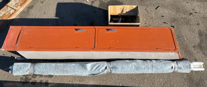 Vintage Orange 2 Door Locker, (6) Flourecent Light Bulbs, Box of Batteries.