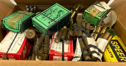 Box Of Reloads & Brass In Various Calibers