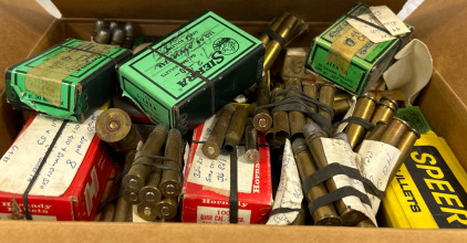 Box Of Reloads & Brass In Various Calibers