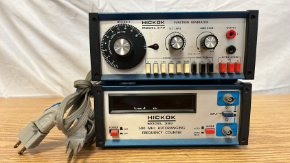 Hickok Function Generator, Hickok Autoranging Frequency CounterBoth Power On